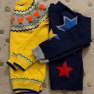 Mini Boden unisex Yellow and Blue Knit Sweaters size 8